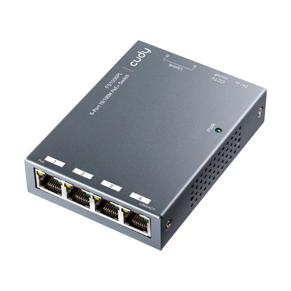 SWITCH  CUDY FS1006PL 2.0  4X PUERTOS POE FE/ 2X PUERTOS DE ENLACE ASCENDENTE FE 10/100 MBPS 60W  NO ADMINISTRABLE
