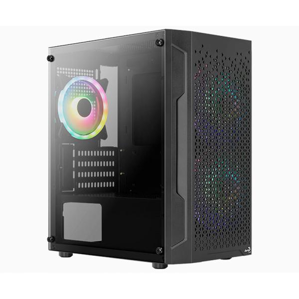 CASE GAMING RGB AEROCOOL TRINITY MINI G-BK-V3 MINI TOWER 1 VENTILADOR DE 120MM Y 2 DE 140MM CON VIDRIO LATERAL Y MALLA FRONTAL ACCS-PV32133.11