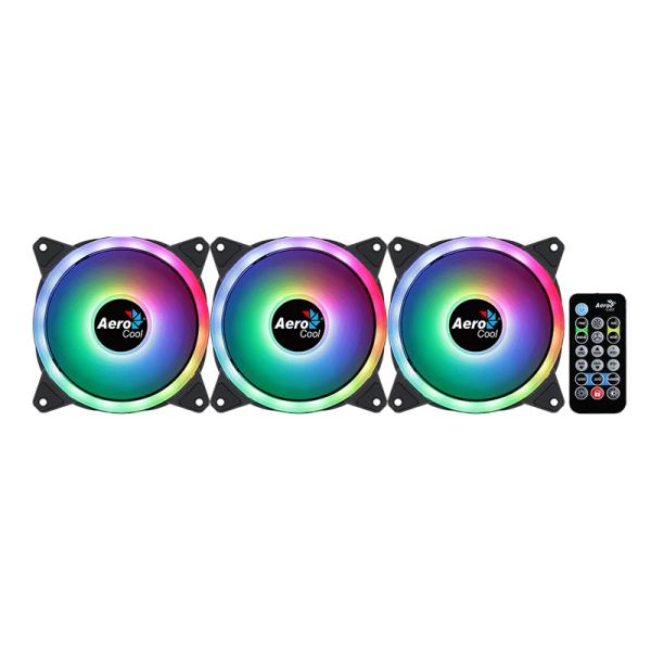 ABANICO RGB AEROCOOL DUO 12 PRO 3X12CM CON CONCENTRADOR DE CONTROL H66F CONTROL REMOTO ACF3-DU10227.11