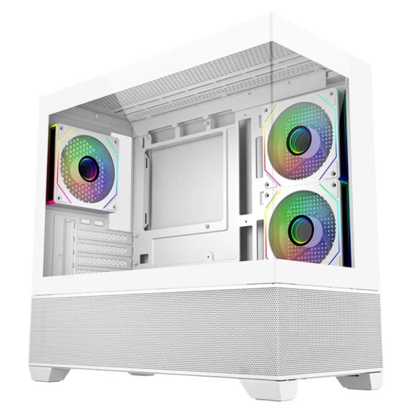 CASE RGB COOLER MASTER ELITE 490 WHITE MINI TOWER VENTILADORES 3 DE 120MM CON VIDRIO FRONTAL Y LATERAL E490-WHNN-S00