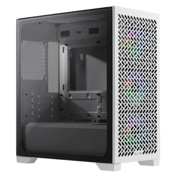 CASE RGB COOLER MASTER ELITE 302 WHITE MINI TOWER VENTILADORES 4 DE 120MM CON VIDRIO TEMPLADO LATERAL E302-WGNN-S00