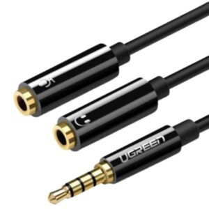 CABLE DE AUDIO UGREEN AV141 3.5MM MACHO A 2 HEMBRAS CON CUBIERTA ABS 30620