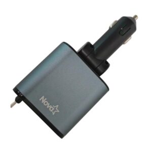 CARGADOR PARA CARRO RETRÁCTIL NOVA 65W CON PANTALLA USB-C / LIGHTNING / USB-A PA065EBC001C