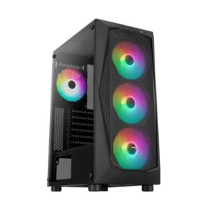CASE GAMING RGB AEROCOOL FALCON G-BK-V2 MID TOWER VENTILADORES 4 DE 120MM CON VIDRIO TEMPLADO LATERAL Y MALLA FRONTAL ACCM-PV41143.11 NEGRO