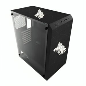 CASE GAMING RGB  EAGLE WARRIOR CG01W8RA001C MID TOWER SIN VENTILACIÓN INCLUIDA CON VIDRIO LATERAL NEGRO