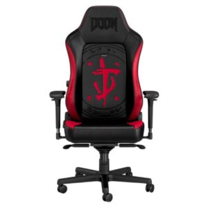 SILLA  GAMING NOBLECHAIRS  HERO EDICIÓN DOOM CUERO SINTÉTICO RESPIRABLE NBL-HRO-PU-DET NEGRO/ROJO