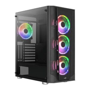 CASE GAMING RGB AEROCOOL TERN MINI MINI TOWER VENTILADORES 4 DE 120MM CON VIDRIO LATERAL Y MALLA FRONTAL TERN MINI-G-BK-V1 ACCS-ES04043.11 NEGRO