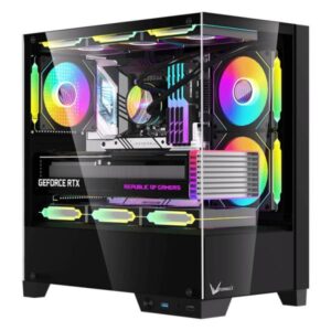 CASE ARGB FORMULA V LINE CRYSTAL Z1M PLUS BLACK AR MINI TOWER VENTILADORES 3 DE 120 MM CON VIDRIO LATERAL Y FRONTAL 4711401663263 NEGRO
