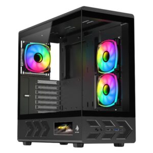 CASE EAGLE WARRIOR CG01J6RA001C MID TOWER SIN VENTILACION INCLUIDA CON VIDRIO TEMPLADO SIN FUENTE CON PANTALLA DE 5" NEGRO